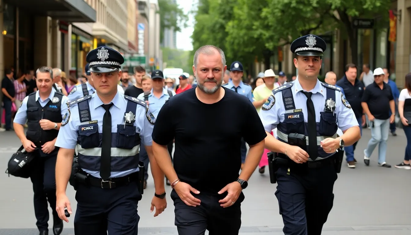 A 36yearold man is led away by police officers after being charged in connection with the alleged mistaken identity kidnapping of a 66yearold grandfather in Sydney.