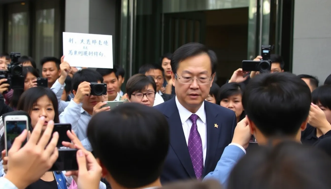 Citizens gathered outside the courthouse, expressing their views on the sentencing of a political figure and the implications for government accountability in Taiwan