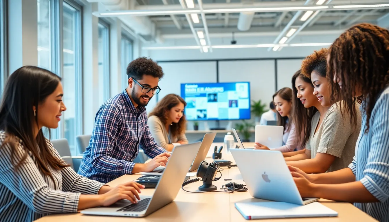 Industry leaders engage in a discussion at a tech conference, addressing the ethical implications and future of AI in the workforce