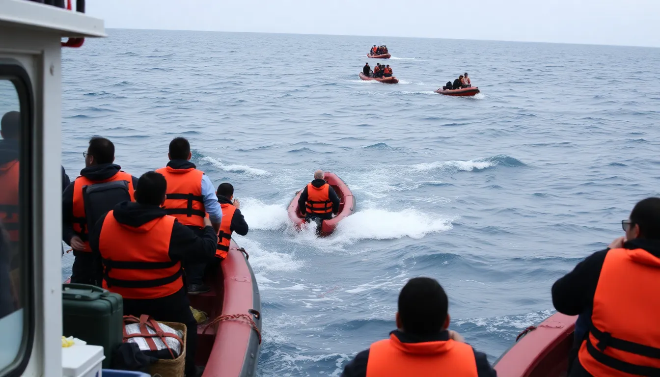 Rescue teams search the waters off the Greek coast after a tragic incident where twentytwo migrants lost their lives while attempting to reach safety.