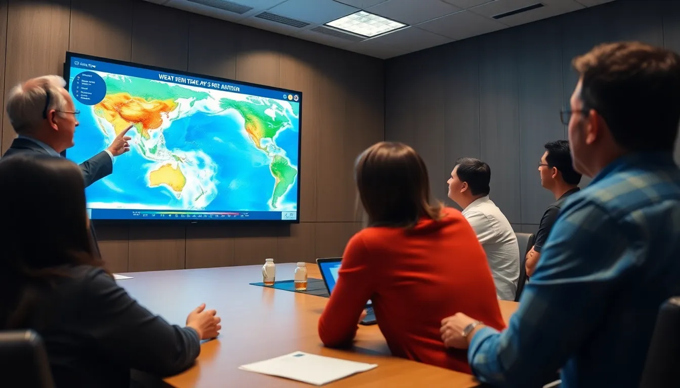 A satellite image capturing the Pacific Ocean during an El Niño event reveals the warm sea surface temperatures that disrupt global weather systems, illustrating the oceanatmosphere interactions that drive these climatic phenomena