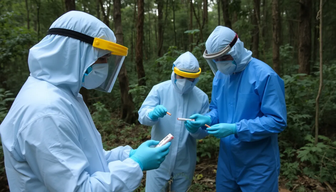 A public health official reviewing data on a computer, reflecting the ongoing efforts to enhance disease surveillance and response strategies in the face of emerging infectious diseases