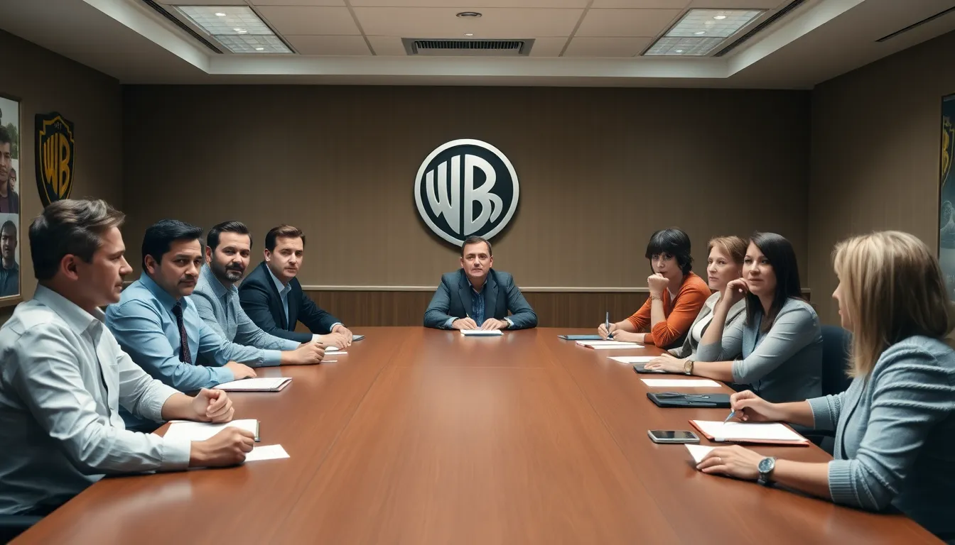 The bustling office of Warner Bros. reflects the tension among employees as they navigate rumors of a merger with Paramount