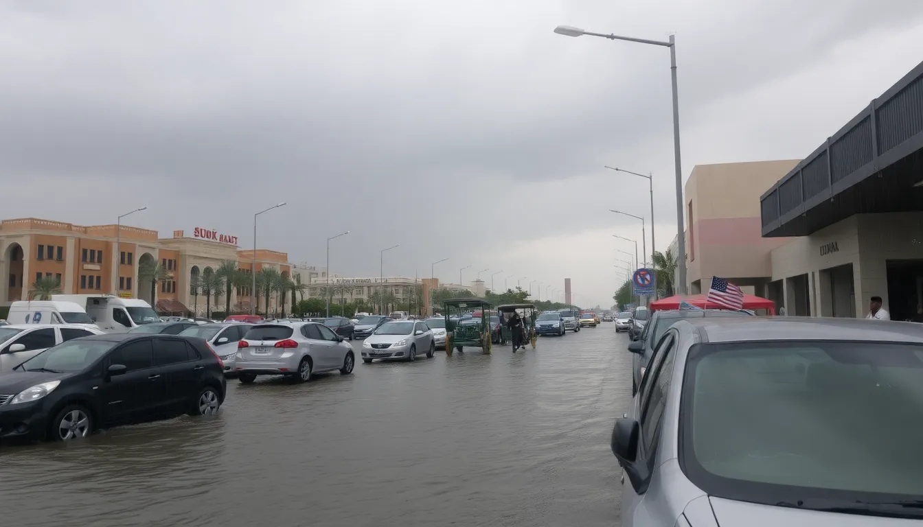 Agricultural fields in Saudi Arabia are visibly affected by the heavy rains, raising concerns about potential crop damage and food supply issues