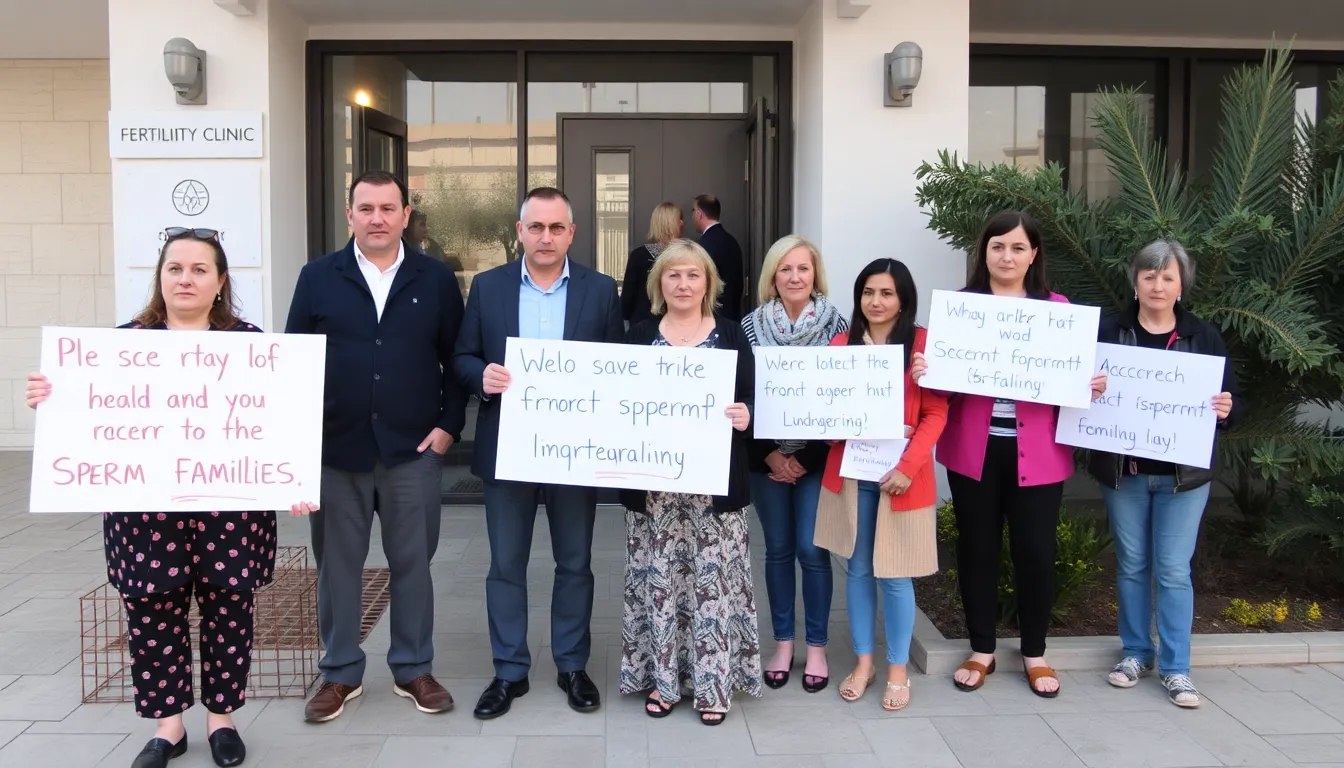 Families gathered outside a fertility clinic in northern Cyprus, expressing concern and frustration over recent reports of incorrect sperm donations affecting UK families.