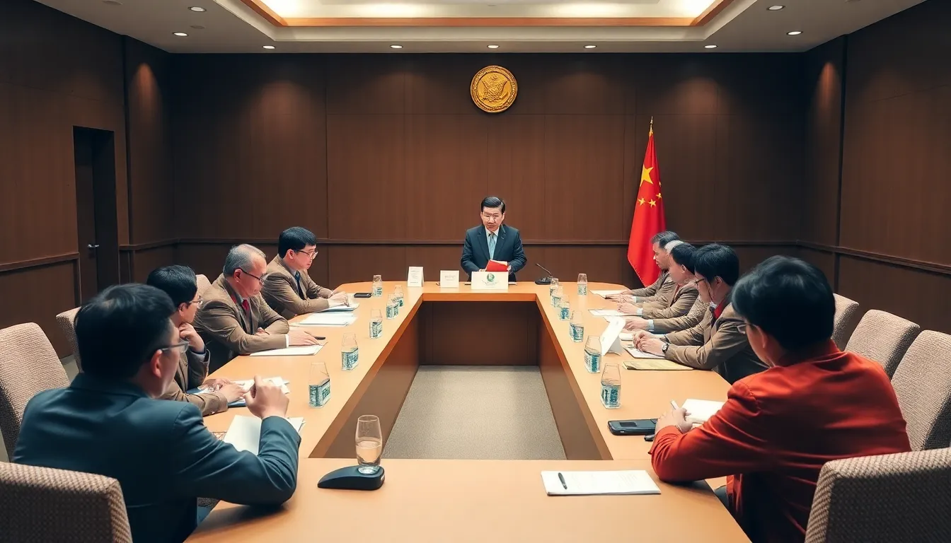 A meeting among local government employees discussing compliance and transparency measures, showcasing the cautious approach adopted in response to the anticorruption campaign