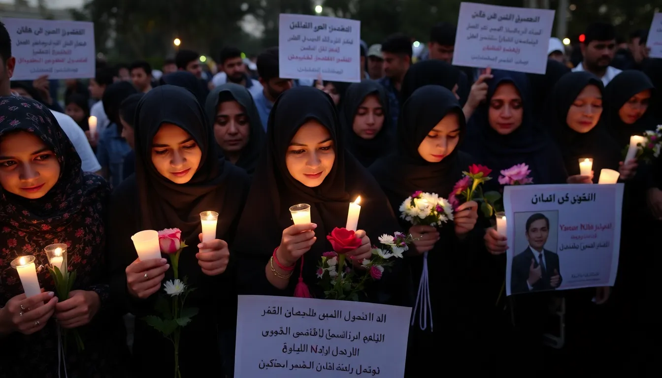 Members of the Organization of Women's Freedom in Iraq gathering to honor Yanar Mohammed's contributions to women's rights