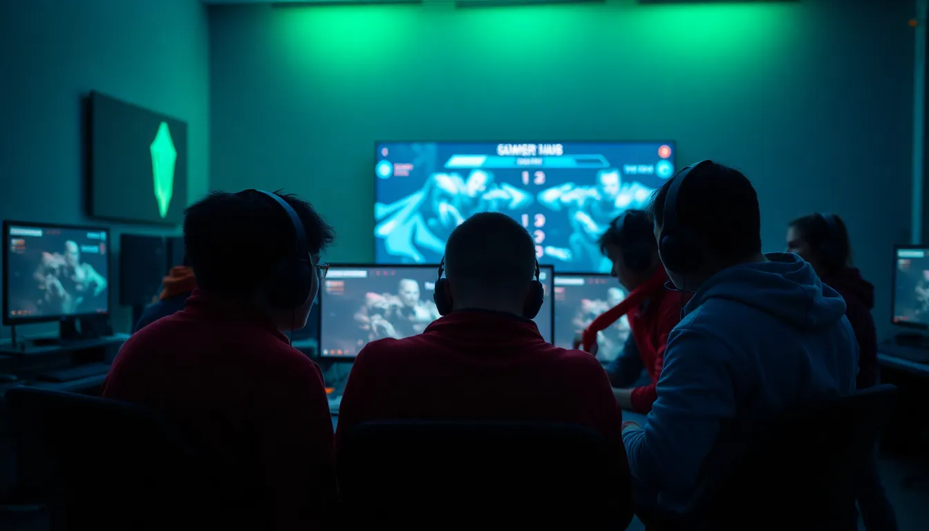 A vibrant esports arena filled with enthusiastic fans, emphasizing the growing popularity and excitement surrounding competitive gaming events