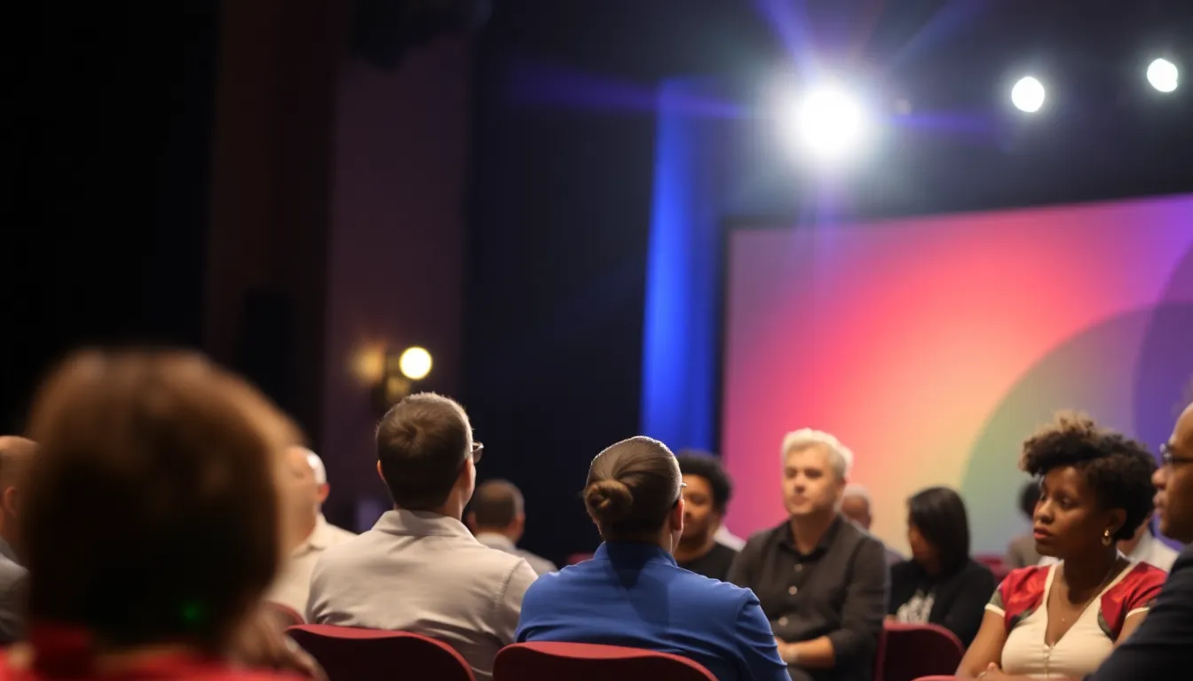 Adjoa Andoh speaks passionately about the importance of diversity in the arts during a panel discussion at a theater event.