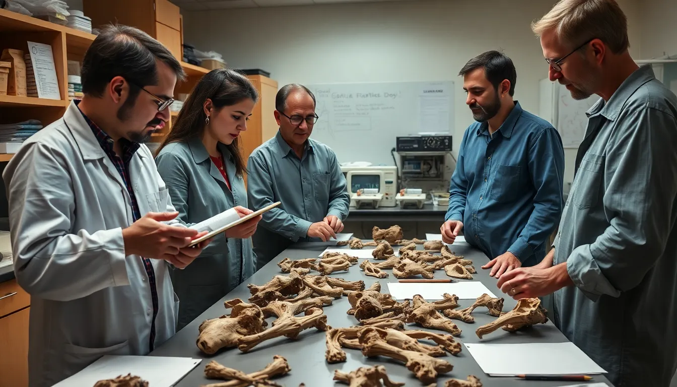 Archaeologists and geneticists collaborating on research that explores the timeline and significance of dog domestication in shaping human history