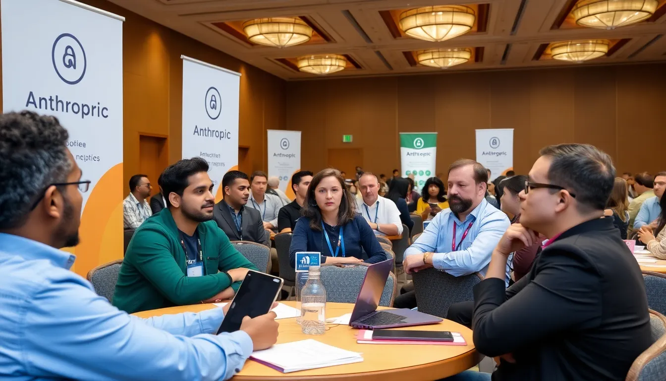 A bustling office environment where employees are utilizing advanced AI tools to streamline their workflows and increase productivity across various sectors