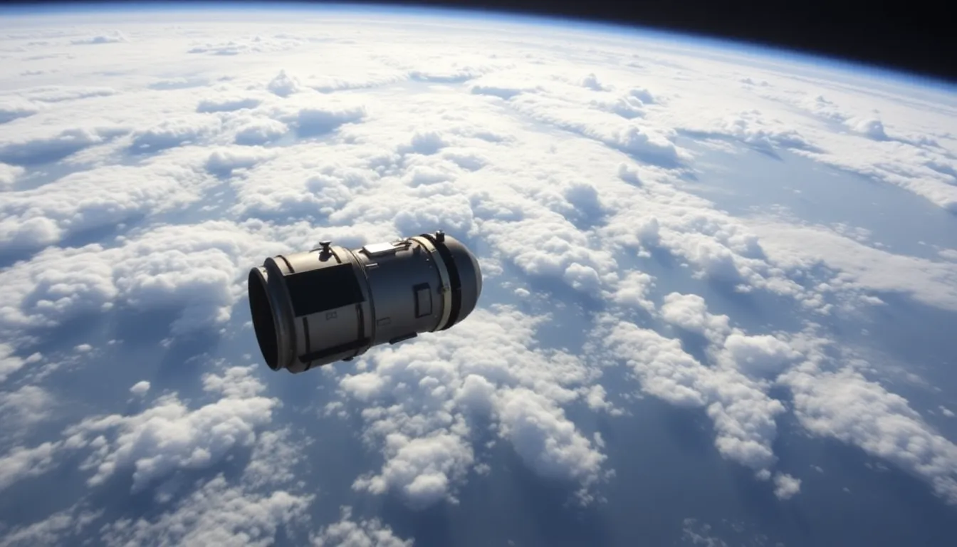 The Orion spacecraft descends through the atmosphere, preparing for a splashdown in the Pacific Ocean as the Artemis crew completes their historic mission.