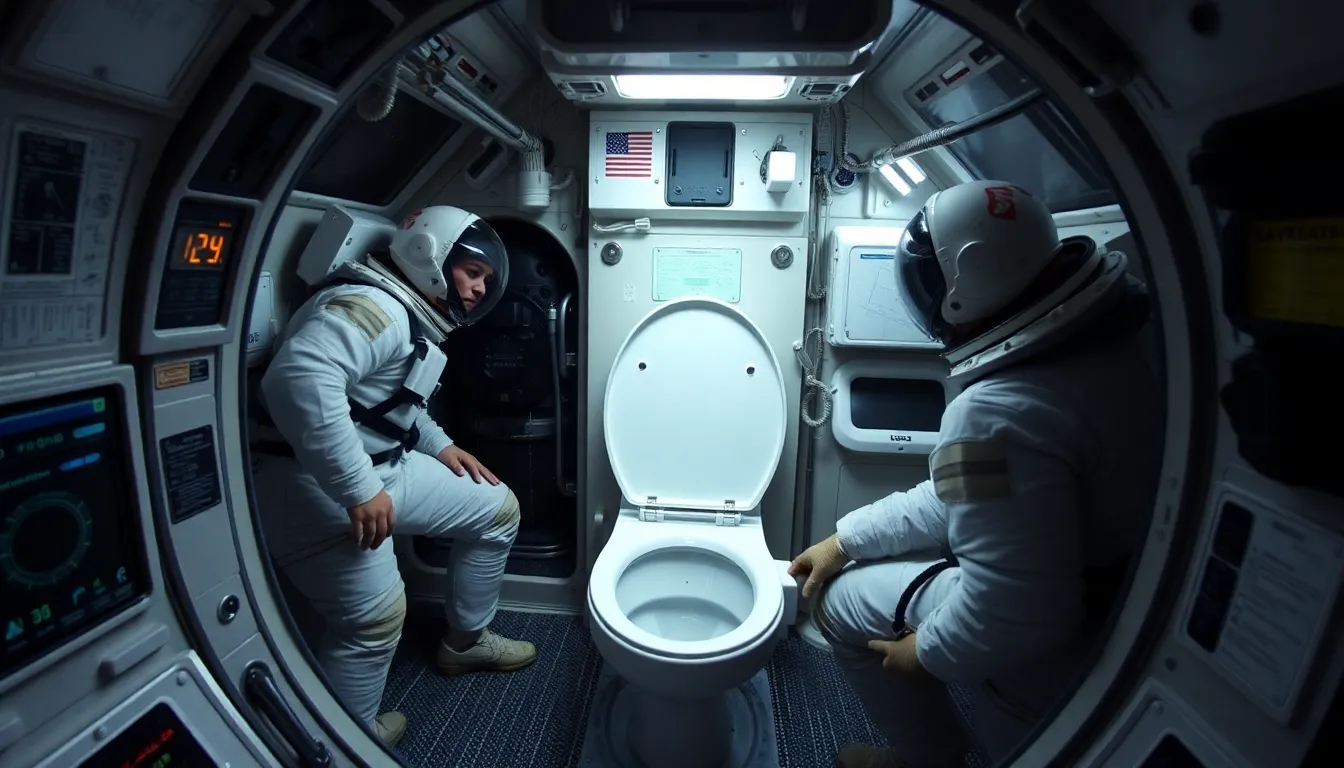 Engineers at mission control working diligently to resolve the toilet issues affecting the crew's comfort and health