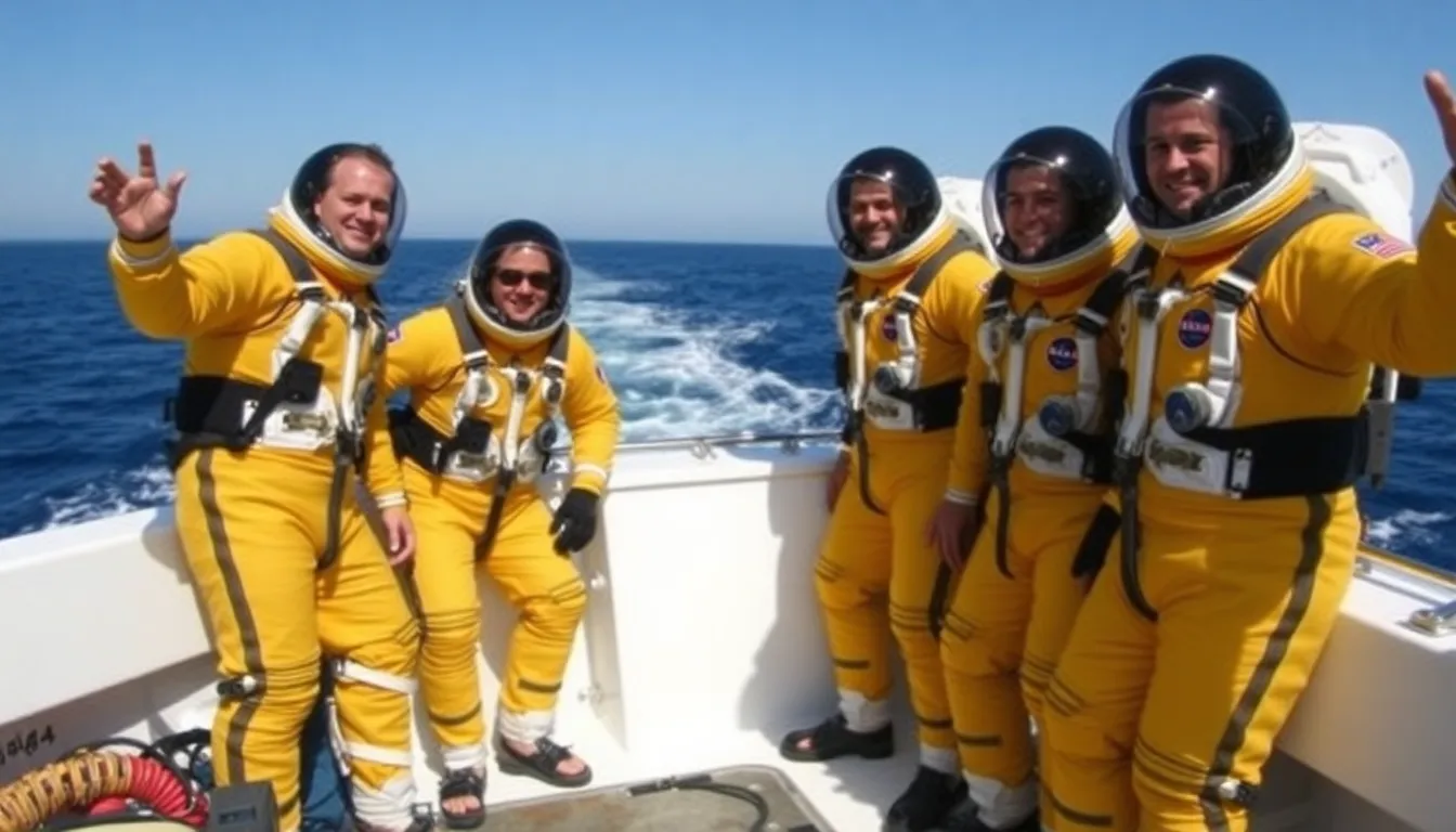 A view of the Artemis II spacecraft floating in the ocean after a successful splashdown, symbolizing a pivotal moment in human space exploration