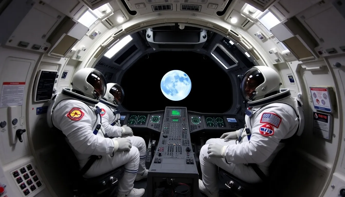 Astronauts conduct scientific experiments aboard the Orion spacecraft, aimed at gathering crucial data about the lunar environment and its geological features