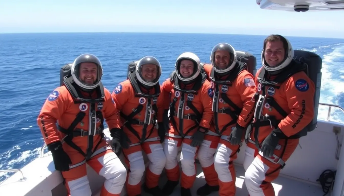 NASA's Artemis II crew celebrates their successful splashdown in the Pacific Ocean after a historic 10day mission aimed at advancing lunar exploration.
