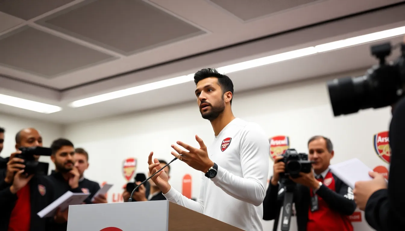 Mikel Arteta speaks to reporters during a press conference, addressing concerns about Arsenal's recent performance and upcoming matches.
