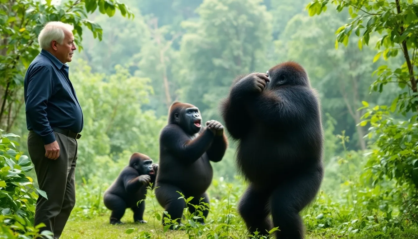 A conservation team working diligently to protect gorilla habitats, illustrating the collaborative efforts needed to ensure the survival of these magnificent primates
