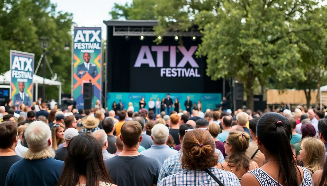 A crowd gathers at the ATX TV Festival in Austin, Texas, as attendees eagerly await the announcement of the inaugural Creative Impact Award and the Showrunner Award honorees.