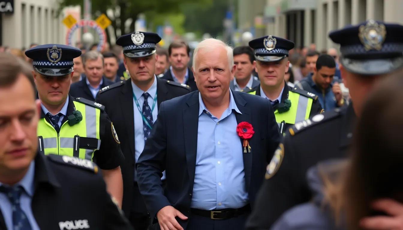 Australia's mostdecorated living soldier is being escorted by police officers after his arrest on allegations of war crimes related to the Afghanistan conflict.