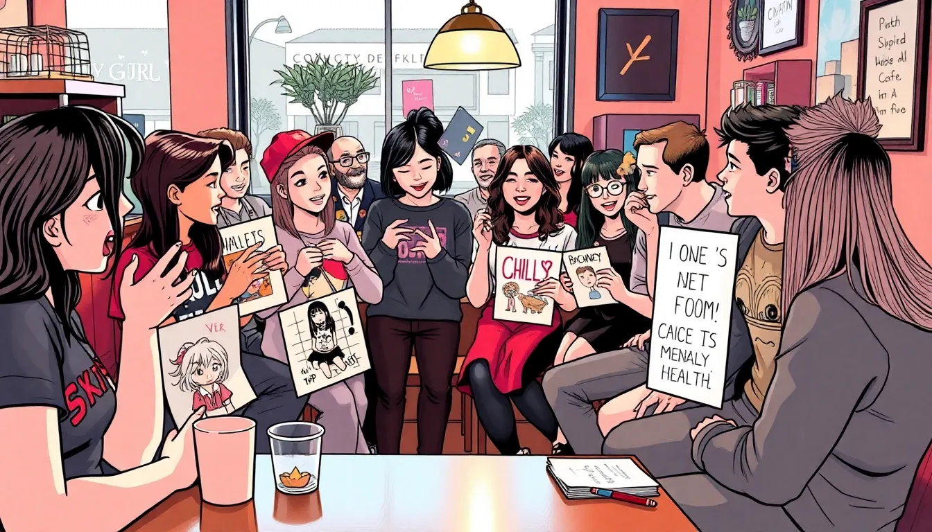A vibrant online community rallying around the hashtag #SupportShyGirl, promoting awareness of mental health issues and encouraging supportive dialogues among readers