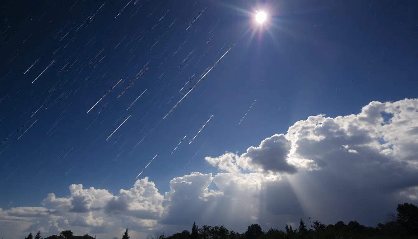 A vibrant night sky showcases the beauty of meteor showers, symbolizing humanity's connection to the cosmos and the wonders of the universe