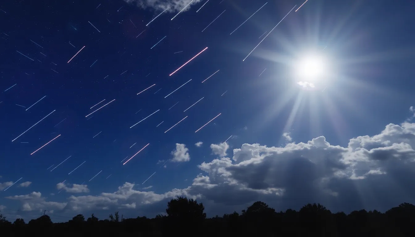 Dramatic rays of sunlight radiate from the horizon at dusk, inspiring awe and artistic expression as they transform the atmosphere into a canvas of light and shadow
