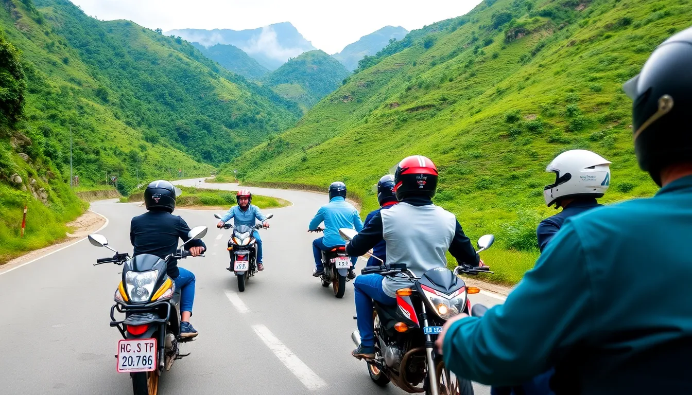 A serene countryside scene in Vietnam, showcasing the allure of motorbiking through the country's stunning landscapes