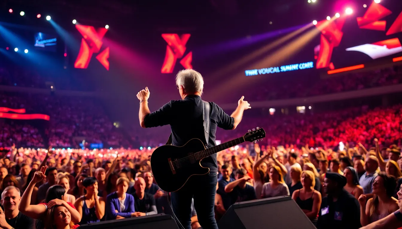 A diverse crowd of fans, both longtime supporters and new listeners, energetically engages with Springsteen's powerful performance, highlighting the electric atmosphere of the event