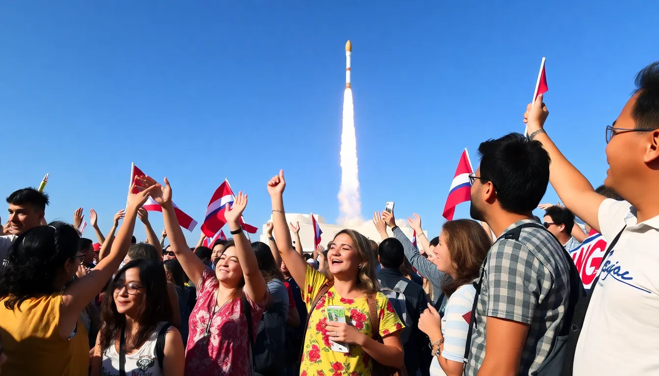 A diverse group of stakeholders, including private companies and government agencies, collaborate to shape the future of space travel and exploration