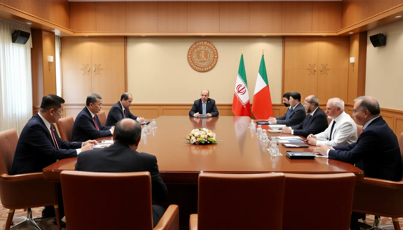 A gathering of international diplomats discussing the implications of China's involvement in the Middle East and its potential role as a peacemaker