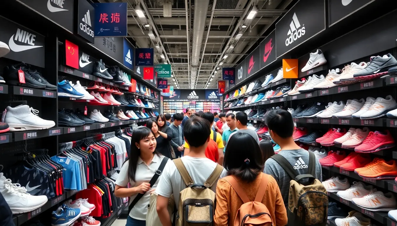 An overview of the competitive landscape in the sportswear industry, depicting the rise of Chinese brands challenging established giants like Nike and Adidas