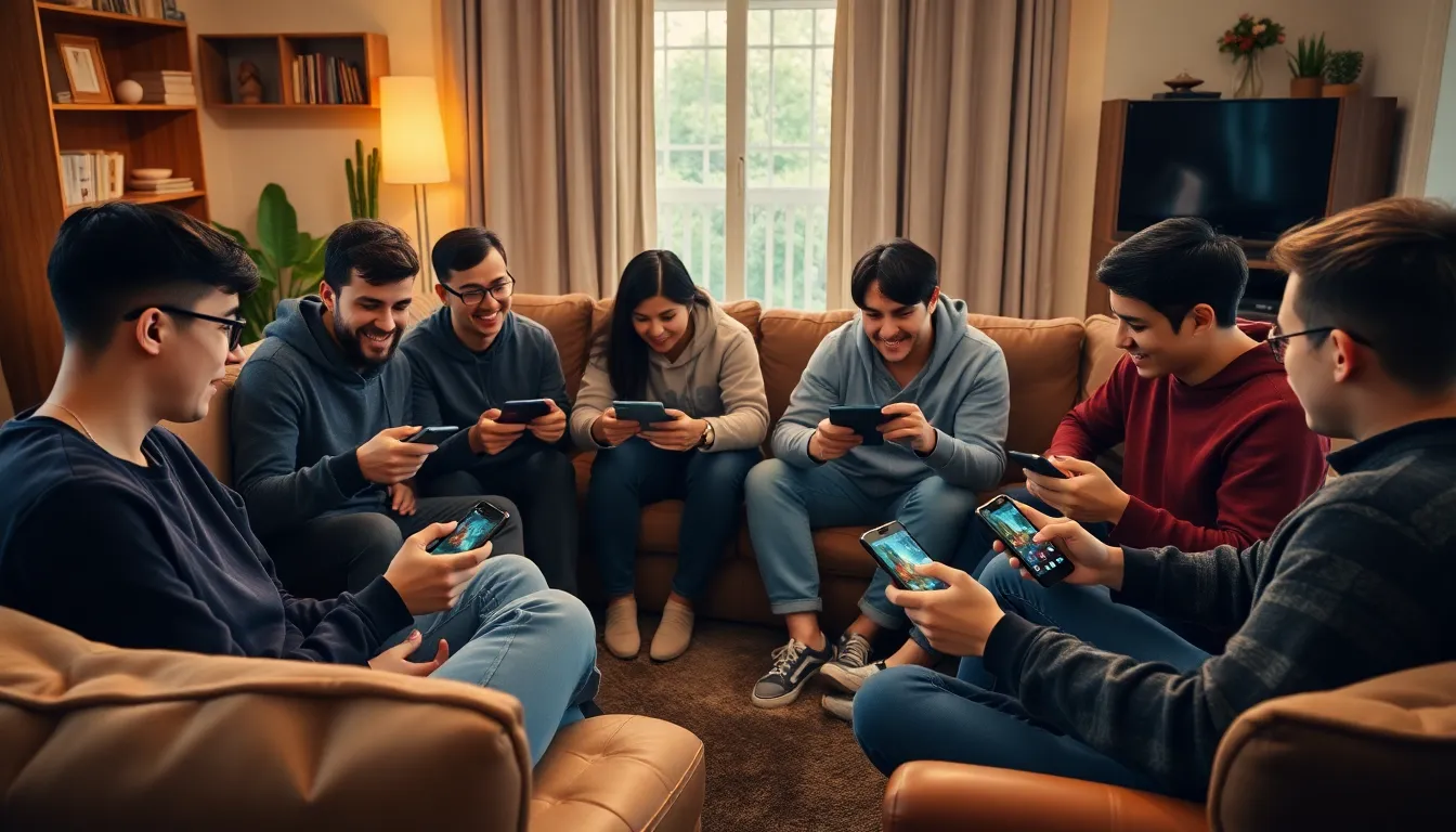 A group of friends enjoying a virtual game night, laughing and sharing personal stories while playing together online