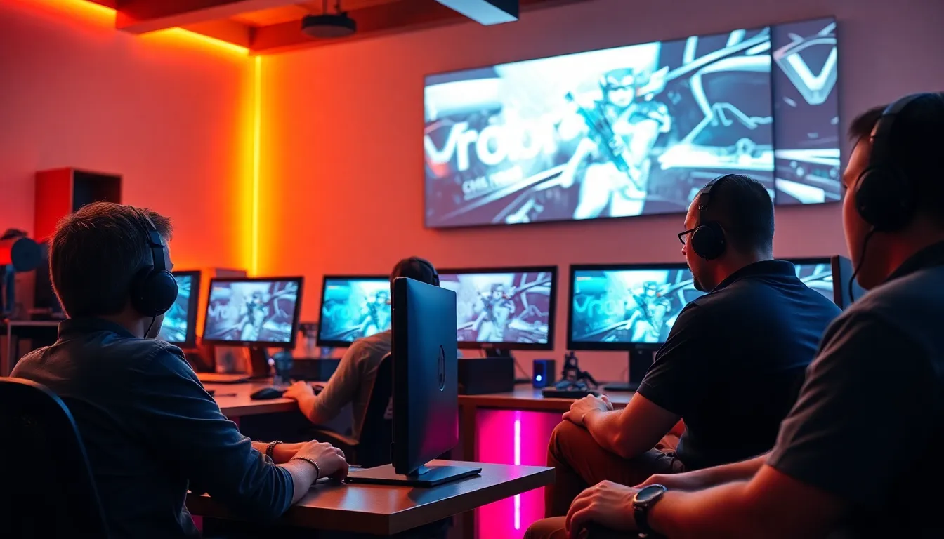 A group of gamers is gathered around their computers, intently discussing strategies for CounterStrike 2 as news of nearly 1 million banned bots circulates in the gaming community.