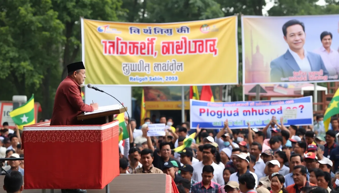 Min Aung Hlaing, the military leader, addressing supporters amidst growing tensions and international scrutiny