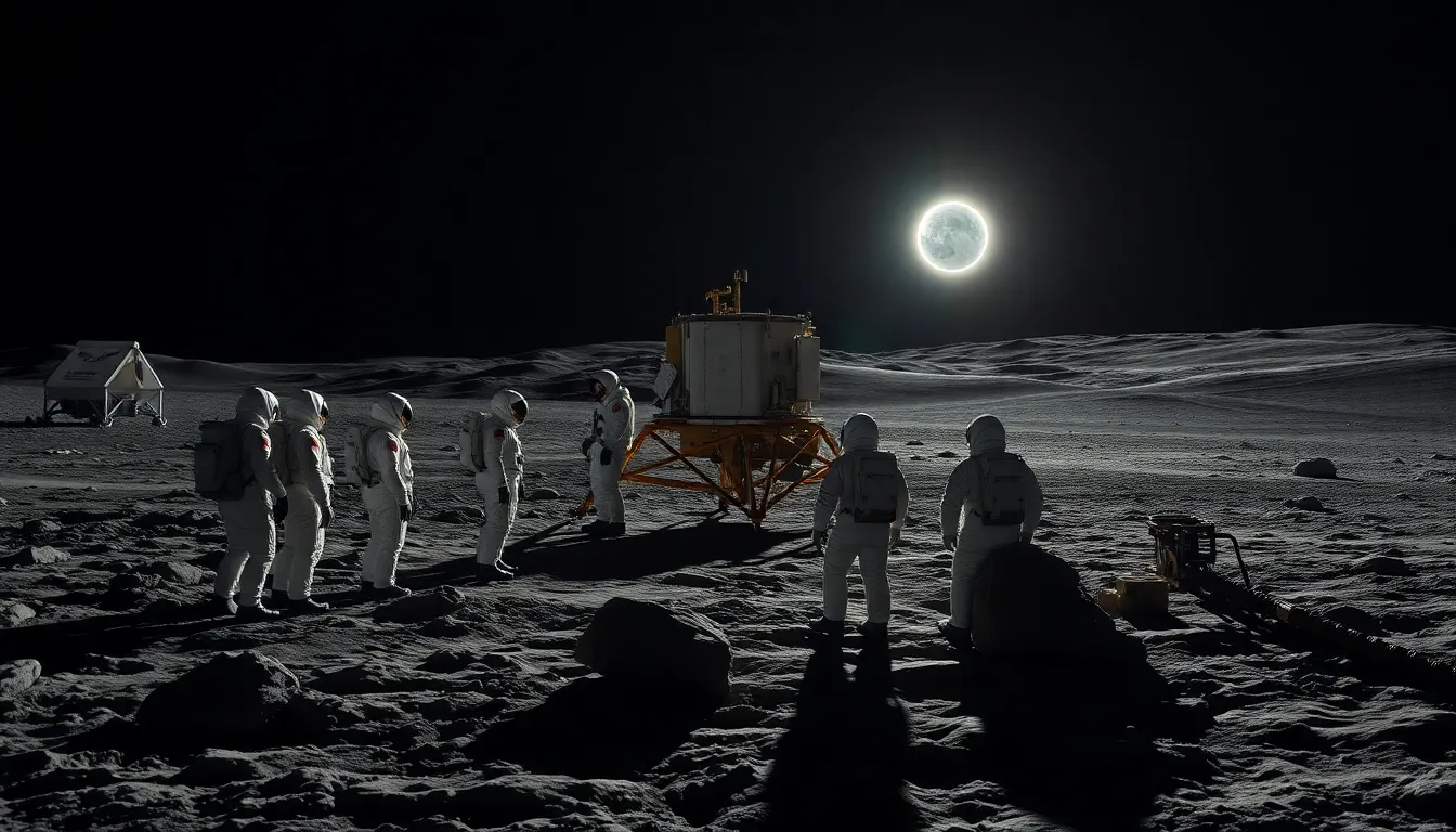 A crew of astronauts prepares for their mission on the far side of the moon, where they will witness a rare solar eclipse while conducting scientific observations.