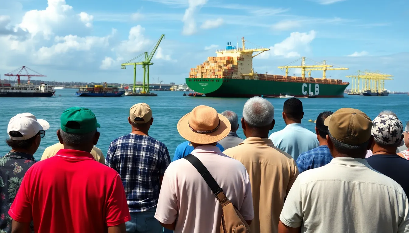 Cubans gather at a port, closely observing the arrival of oil tankers as they discuss potential diplomatic implications for U.S.Cuba relations.
