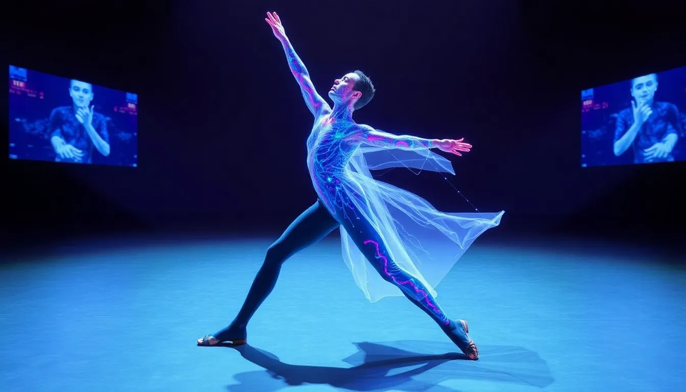 The audience is captivated, witnessing the seamless integration of live dance and digital representation that redefines the boundaries of artistic expression