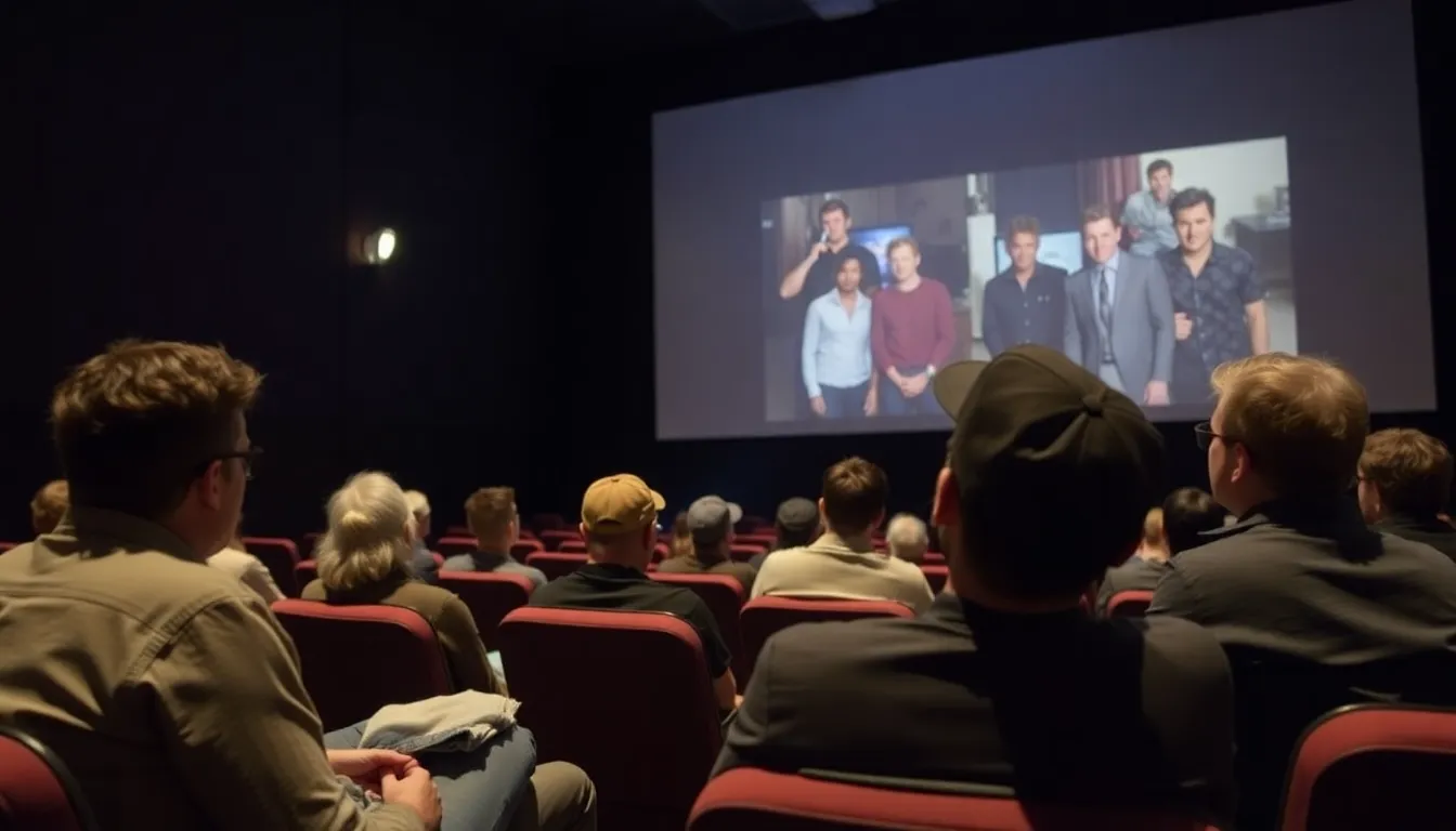 A group of former boy band members shares their stories during a documentary screening, highlighting the allegations against Lou Pearlman and the impact of his actions on their lives.