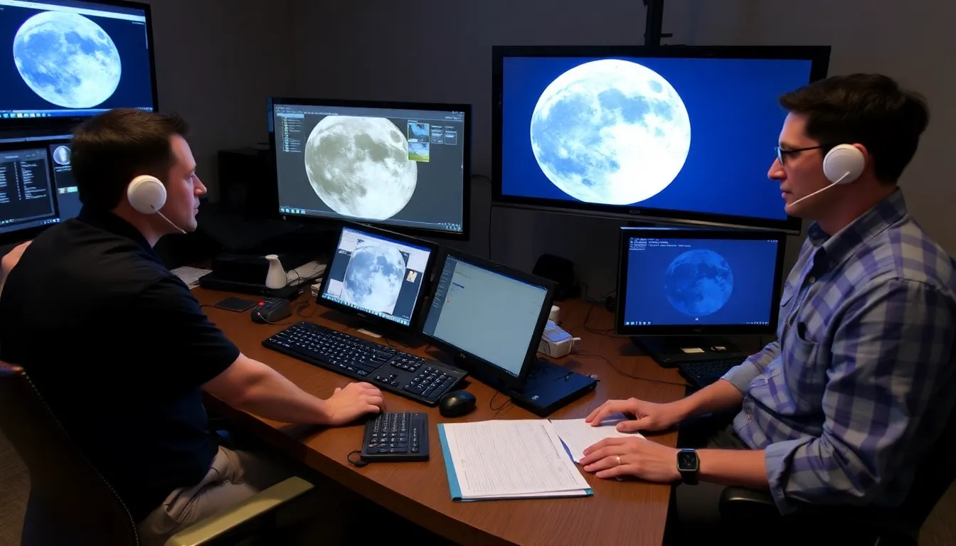 A dynamic scene illustrating public engagement with lunar sounds, sparking curiosity and interest in space exploration among diverse audiences
