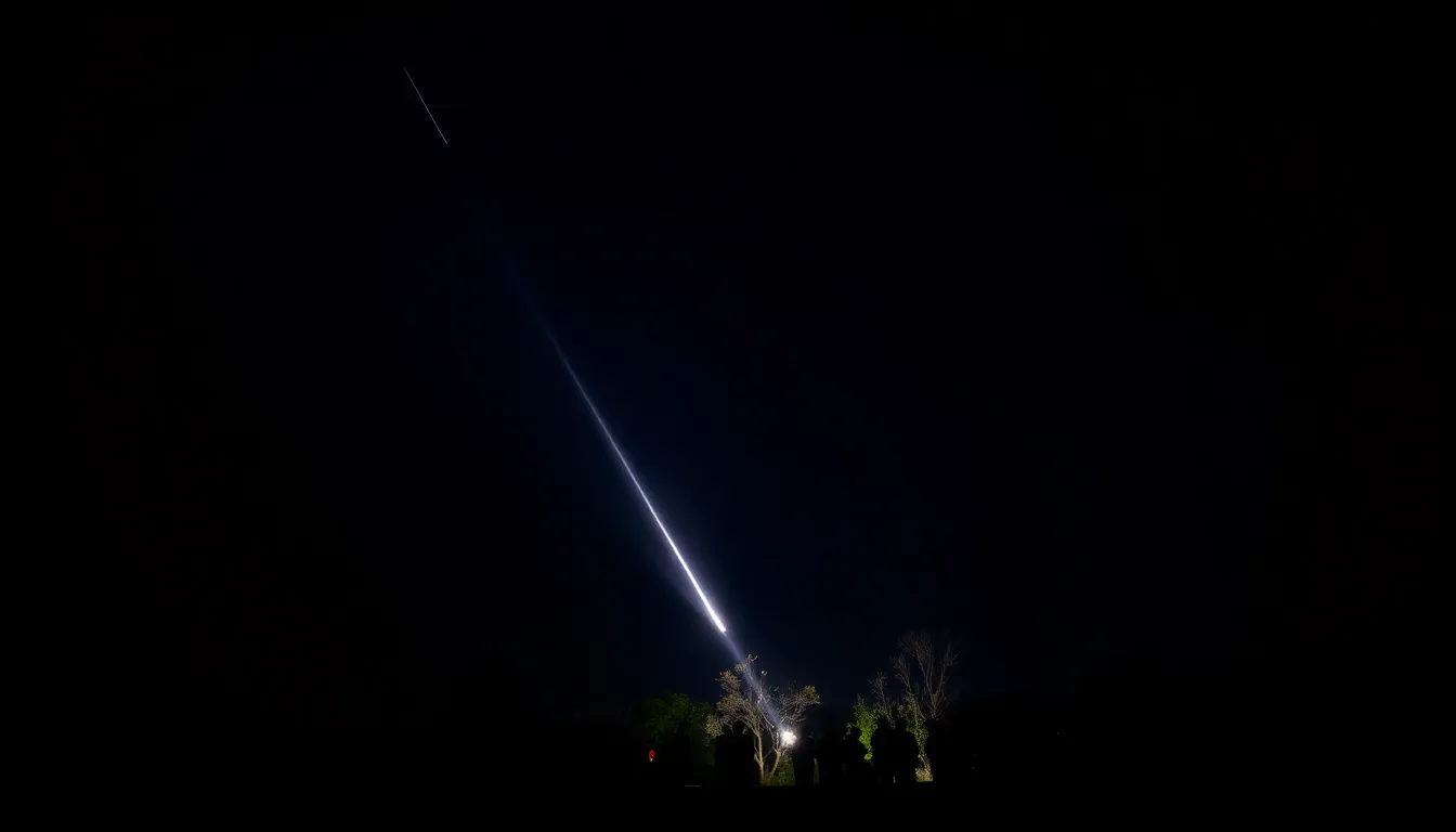 A group of onlookers gazing up in awe as a meteor flashes overhead, highlighting the excitement surrounding this astronomical event