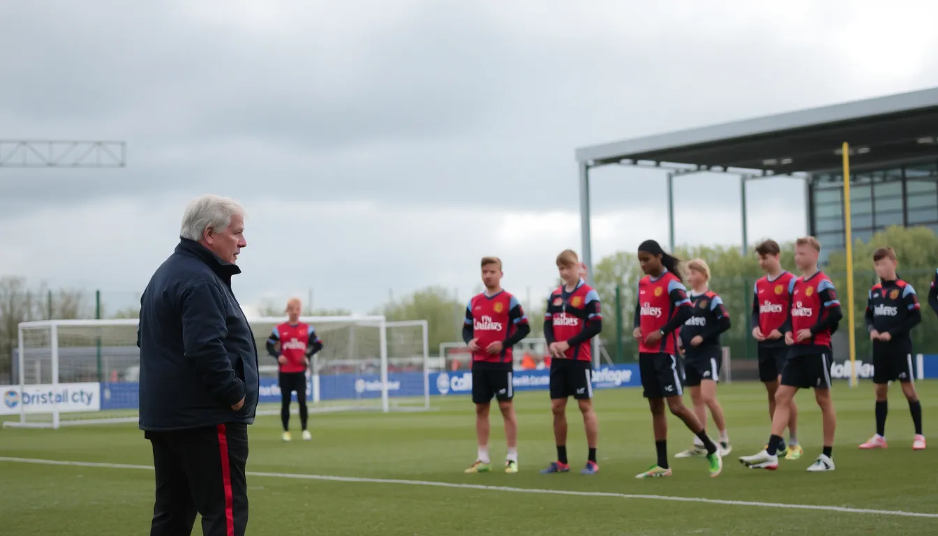 Roy Hodgson interacts with young players during a training session at Bristol City, emphasizing his commitment to nurturing homegrown talent and revitalizing the team's spirit.