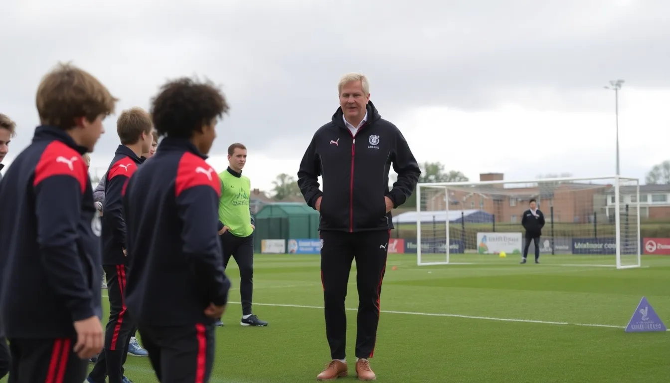 Young footballers training enthusiastically under Roy Hodgson's guidance, inspired by his extensive experience in the sport