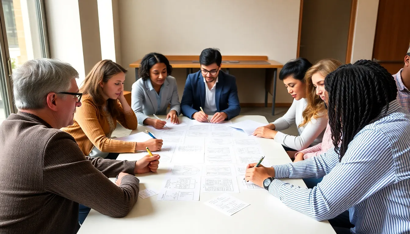 A classroom setting where students are animatedly discussing language puzzles, showcasing their enthusiasm for critical thinking and problemsolving