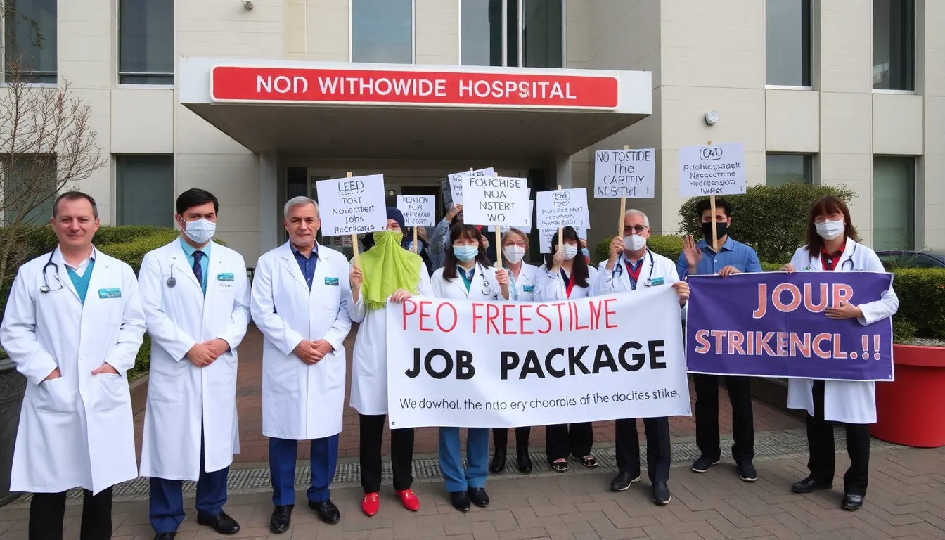 A hospital's emergency room bustling with patients as staff brace for potential disruptions during the strike period