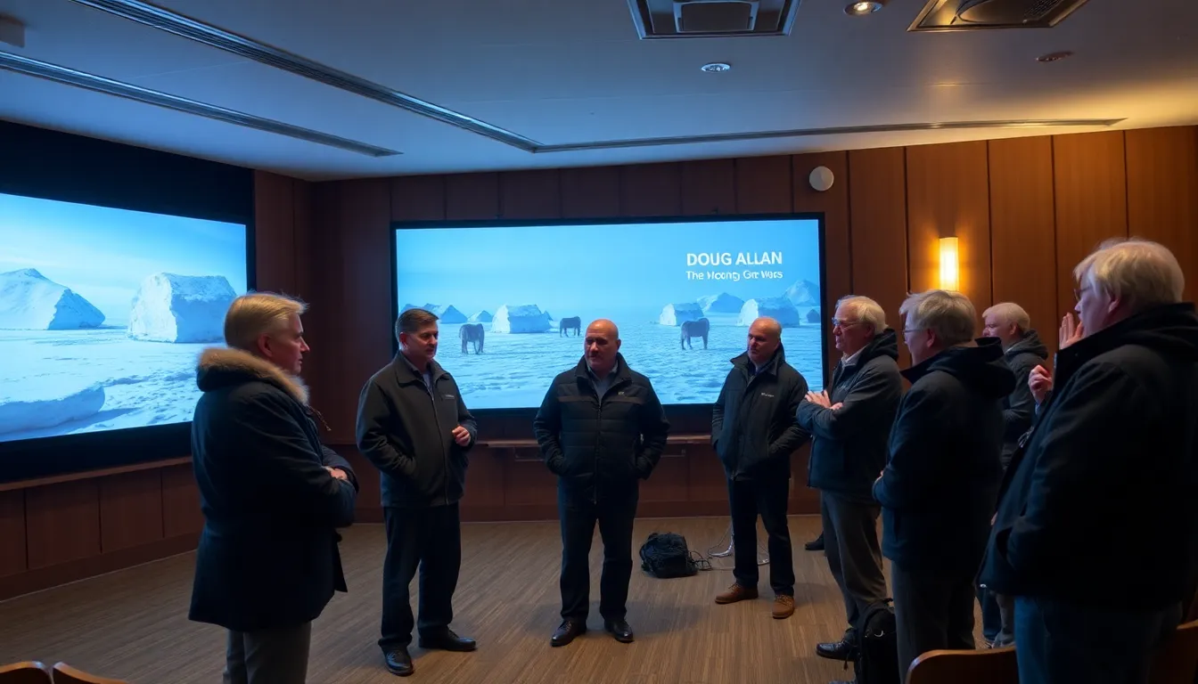 A group of wildlife filmmakers gathers to pay tribute to Doug Allan, reflecting on his influential career and the impact of his work in polar environments.