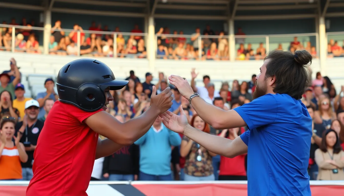 A renowned Super Smash Bros. player stepping in to mediate a heated dispute among competitors, showcasing the spirit of camaraderie