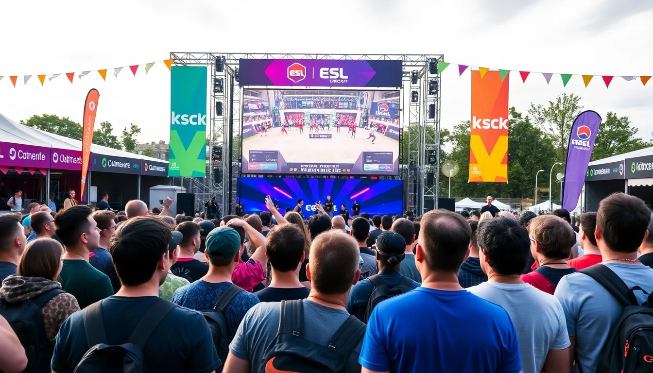 A dynamic scene featuring gamers participating in an intense tournament, highlighting the competitive spirit of esports
