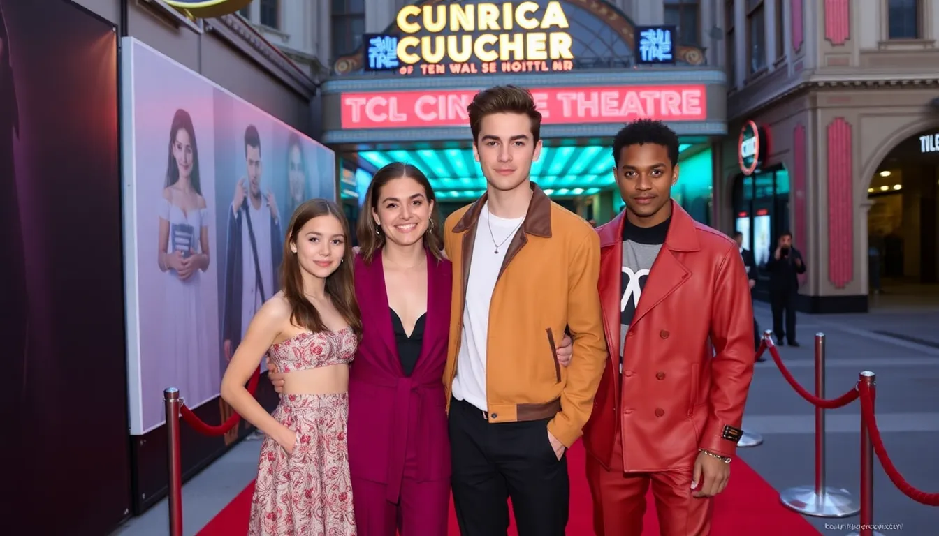 Zendaya, Hunter Schafer, and Jacob Elordi pose on the red carpet at the TCL Chinese Theatre, showcasing their stylish outfits during the premiere of Euphoria's third season.