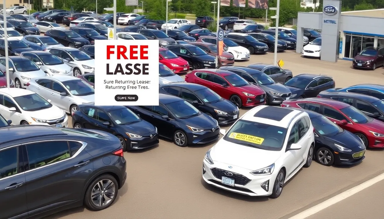 A promotional banner at a car dealership advertising special financing options for electric vehicle leases, reflecting the proactive approach to attract new buyers